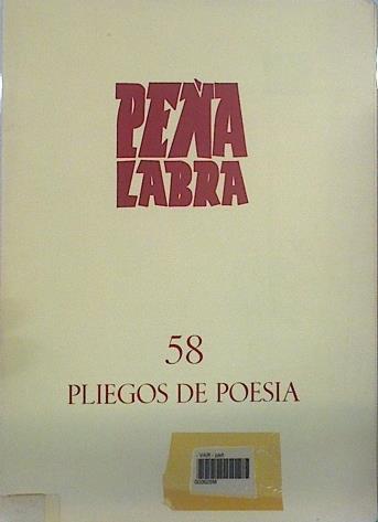 Peña Labra. Pliegos de Poesía. Núm. 58. Poesía colombiana contemporánea (antología de 15 poetas) | 137804 | Director Aurelio García Cantalapiedra.