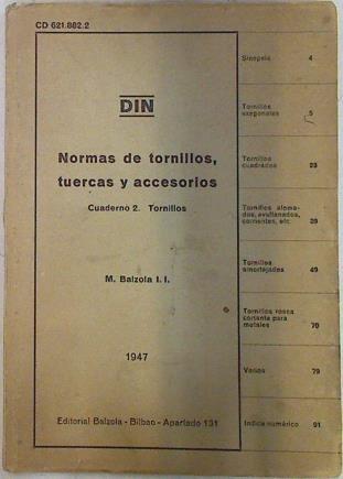 DIN: Normas de tornillos, tuercas y accesorios. Cuaderno 2: Tornillos | 133201 | Balzola, M.