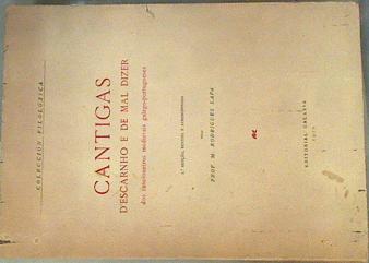 Cantigas d escarnho e de mal dizer. Dos cancioneiros medievais galego-portugueses | 159768 | Lapa, Manuel Rodrigues (ed)