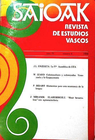 SAIOAK Revista de estudios vascos nº 4 año IV 1980 | 143362 | VVAA