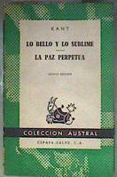 Lo bello y lo sublime, la paz perpetua | 88665 | Kant