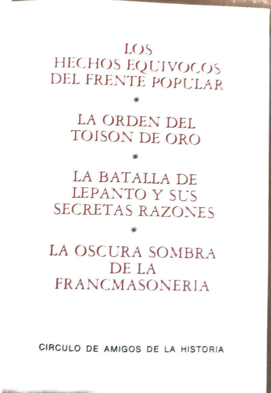 El Frente Popular y otros Vol  I. Los hechos equivocos del frente popular La orden del toison de oro | 188469 | César Ballester/Varios Autores