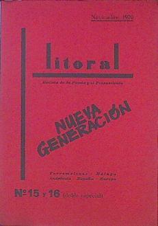 Litoral Revista De La Poesía Y El Pensamiento Nº 15 Y 16 Noviembre 1970 NUEVA GENARACIÓN | 43391 | --