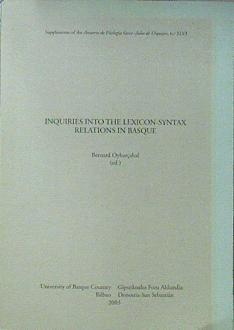 Inquiries into the lexicon sintax relations in Basque | 120580 | (editor), Bernard Oyharçabal