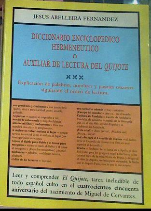Diccionario Enciclopédico Hermeneutico O Auxiliar De Lectura Del Quijote | 53812 | Abelleira Fernandez, Jesus