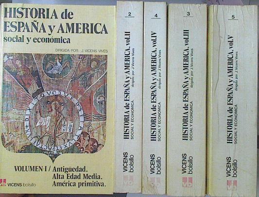 Historia De España Y America Social Y Economica 5 tomos (obra completa) | 38314 | Pericot Garcia, Luis