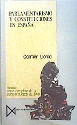 Parlamentarismo y constituciones en España.  Anexo: texto completo de la Constitución de 1978. | 137566 | Llorca Villaplana, Carmen