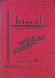 Litoral Revista De La Poesía Y El Pensamiento Nº 15 Y 16 Noviembre 1970 NUEVA GENARACIÓN | 43391 | --