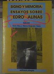 Signo y memoria: ensayos sobre Pedro Salinas | 154634 | Elena Gascon Vera, Enric Bou/Edición de