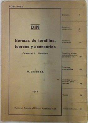 DIN: Normas de tornillos, tuercas y accesorios. Cuaderno 2: Tornillos | 133201 | Balzola, M.