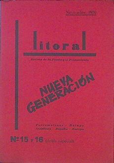 Litoral Revista De La Poesía Y El Pensamiento Nº 15 Y 16 Noviembre 1970 NUEVA GENARACIÓN | 43391 | --
